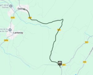 Tracé de la montée vers le col de Pisseloup depuis Outriaz