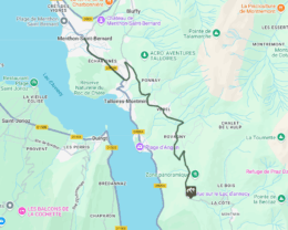 Tracé de la montée vers le col de la Forclaz de Montmin