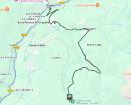 Tracé de la montée vers le col des Saisies depuis Flumet