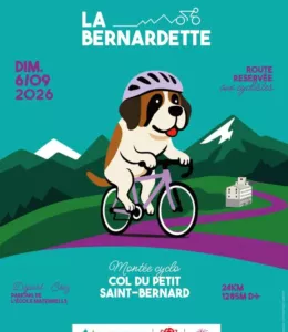 Affiche de La Bernadette, montée du col du Petit-Saint-Bernard réservée aux cyclistes