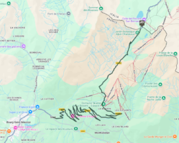 Tracé de la montée vers le col du Petit-Saint-Bernard
